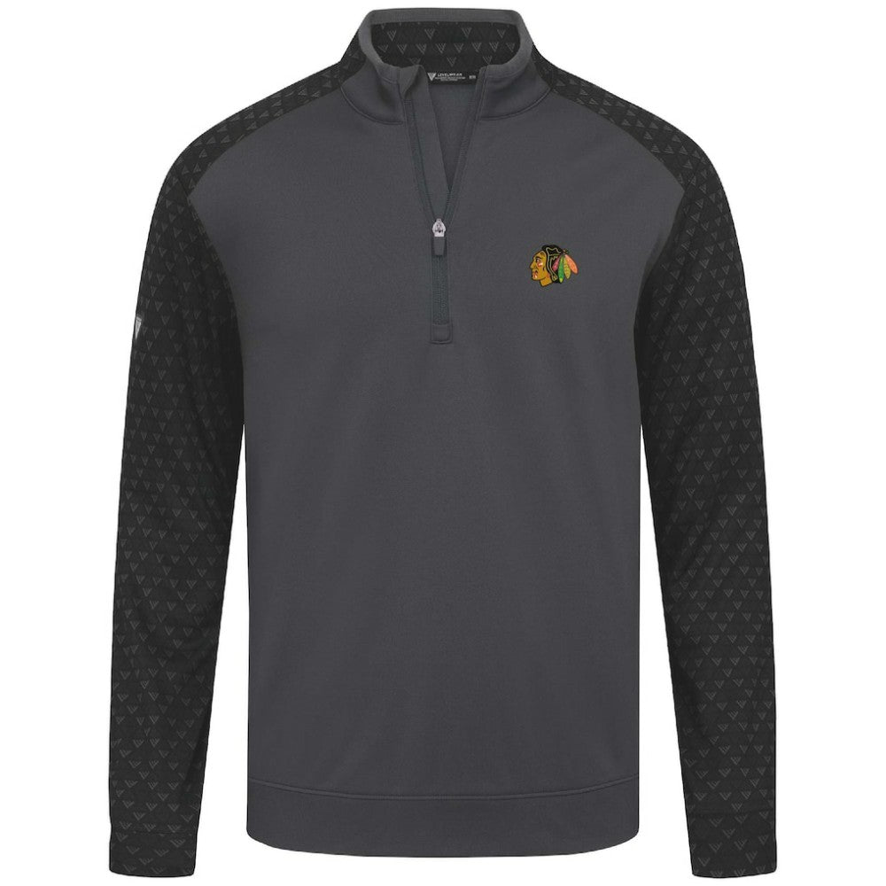 Chicago Blackhawks Levelwear Aztec Insignia Core Quarter-Zip Pullover Top - Charcoal | US 202038723