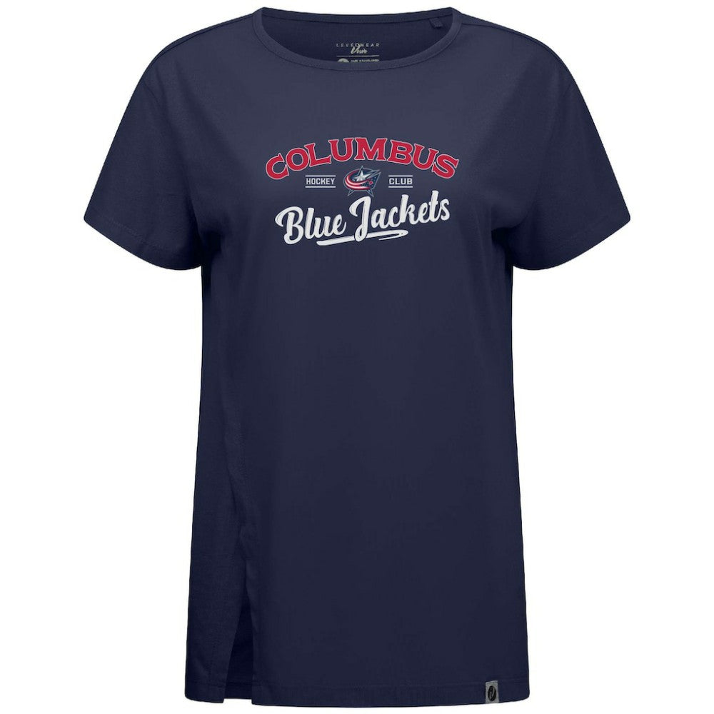 Columbus Blue Jackets Levelwear Women's Influx Ice Wall T-Shirt - Navy | US 202038886