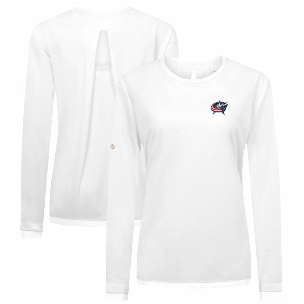 Columbus Blue Jackets Levelwear Women's Sequoia Primary Logo Long Sleeve T-Shirt - White | US 202038909