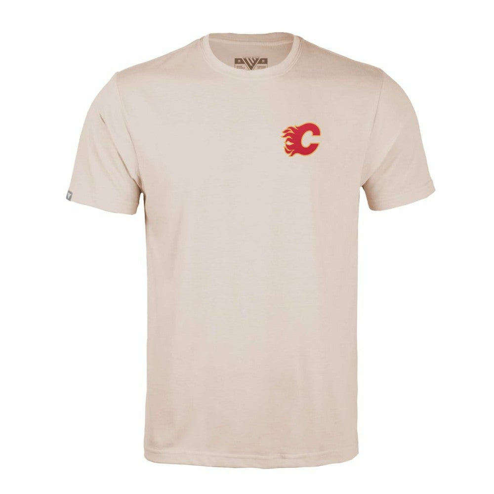 Calgary Flames Levelwear Richmond Stained Glass T-Shirt - Khaki | US 202038990