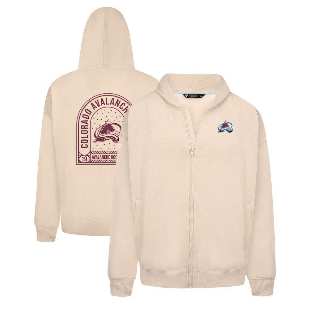Colorado Avalanche Levelwear Uphill Stained Glass Full-Zip Hoodie Jacket - Khaki | US 202039346