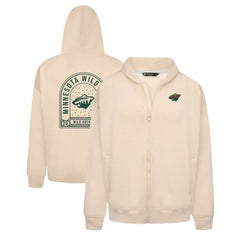 Minnesota Wild Levelwear Uphill Stained Glass Full-Zip Hoodie Jacket - Khaki | US 202039347