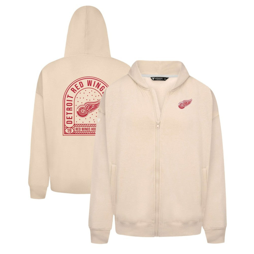 Detroit Red Wings Levelwear Uphill Stained Glass Full-Zip Hoodie Jacket - Khaki | US 202039349