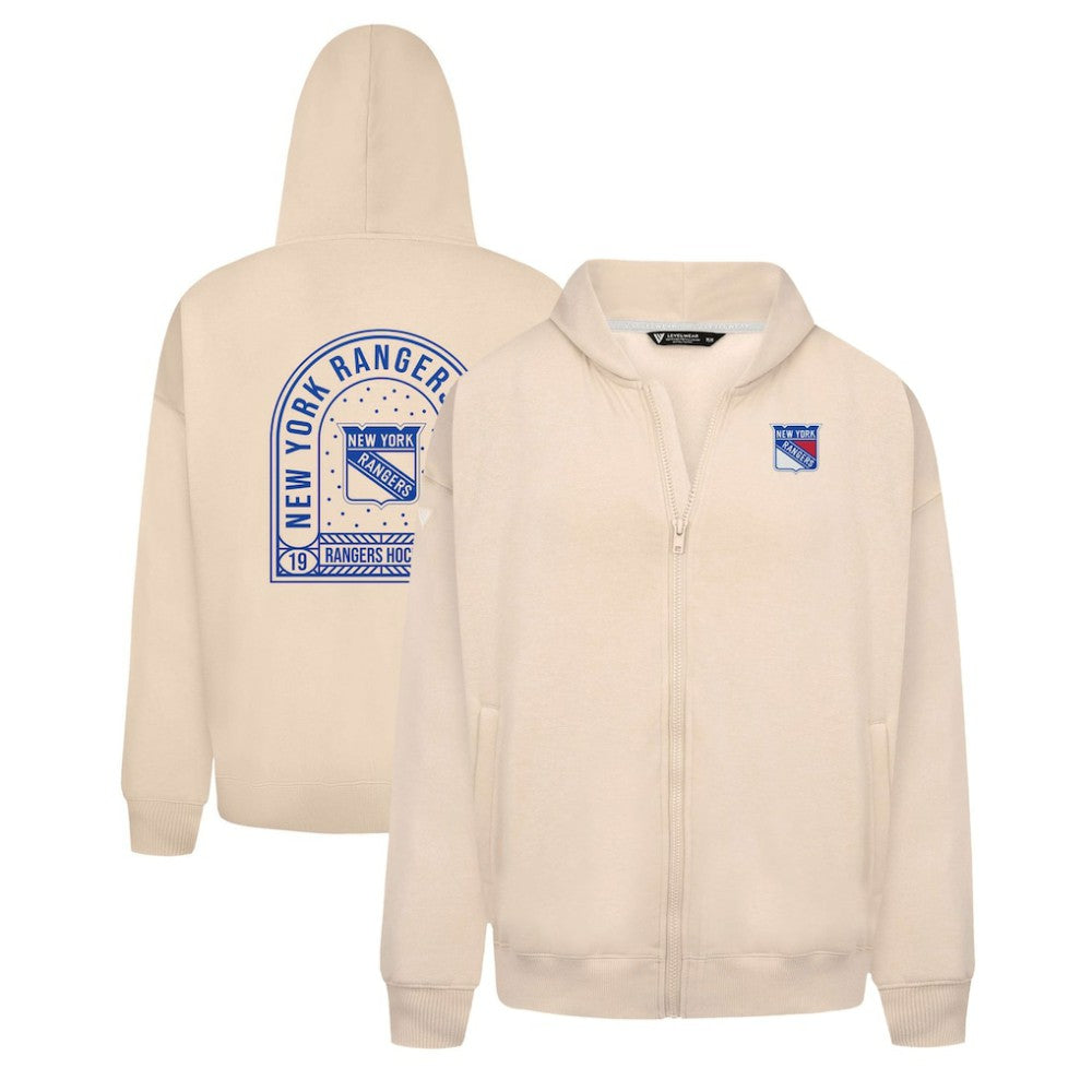 New York Rangers Levelwear Uphill Stained Glass Full-Zip Hoodie Jacket - Khaki | US 202039350