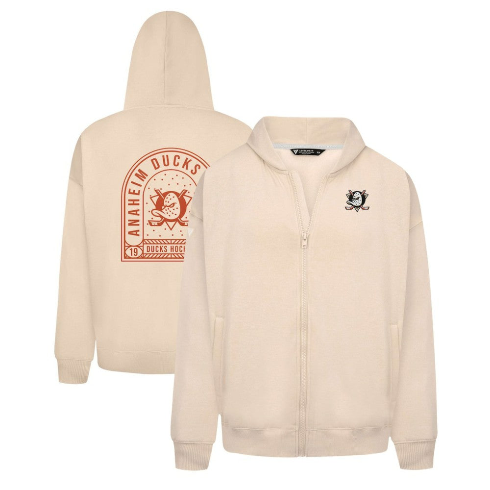 Anaheim Ducks Levelwear Uphill Stained Glass Full-Zip Hoodie Jacket - Khaki | US 202039352