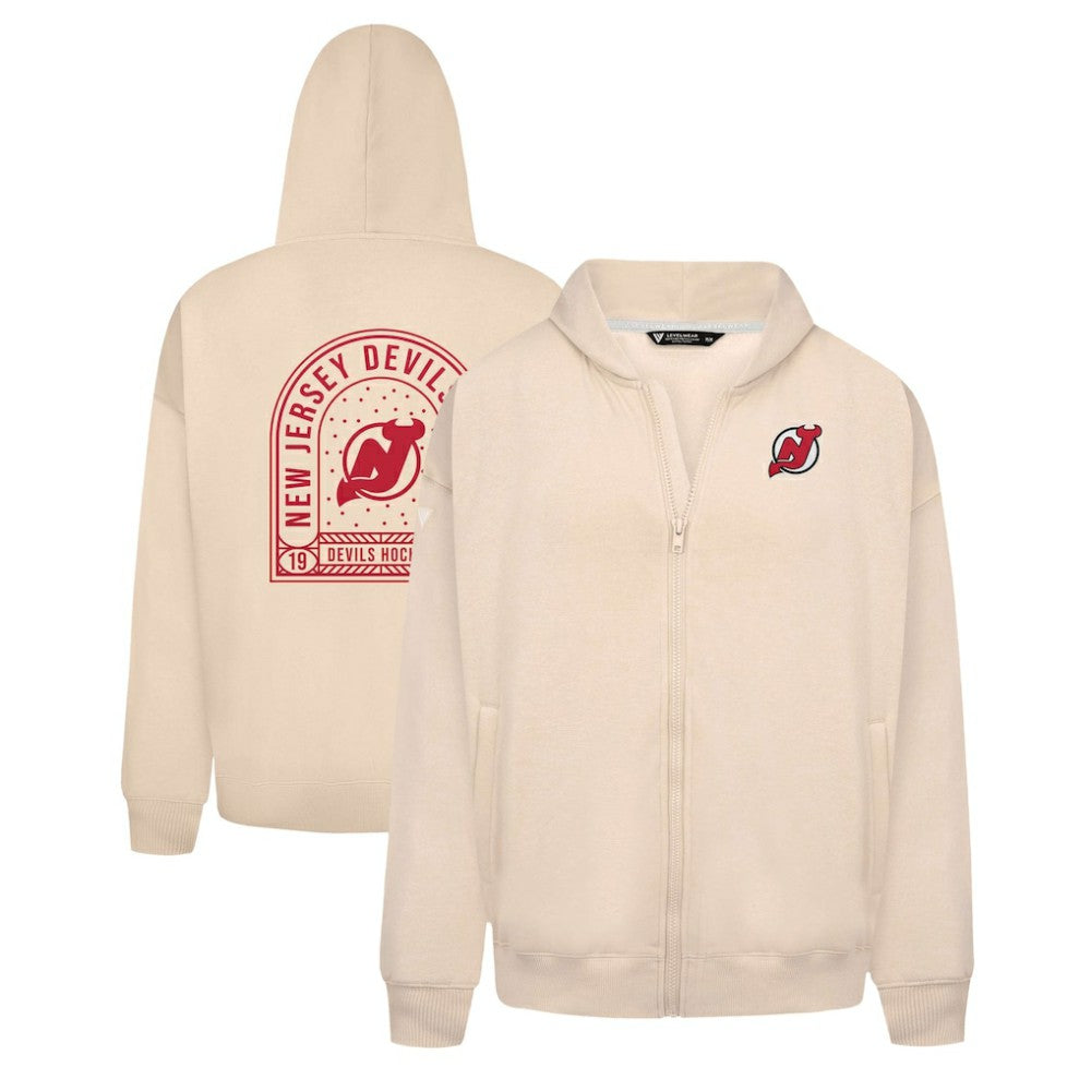 New Jersey Devils Levelwear Uphill Stained Glass Full-Zip Hoodie Jacket - Khaki | US 202039354