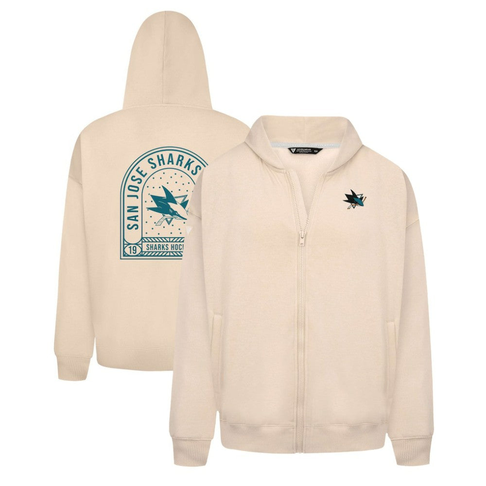 San Jose Sharks Levelwear Uphill Stained Glass Full-Zip Hoodie Jacket - Khaki | US 202039358