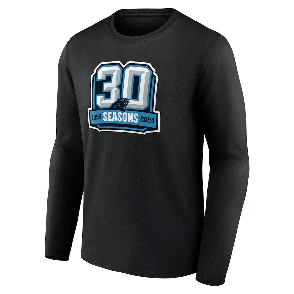 Carolina Panthers 30th Anniversary Long Sleeve T-Shirt - Black T-shirts