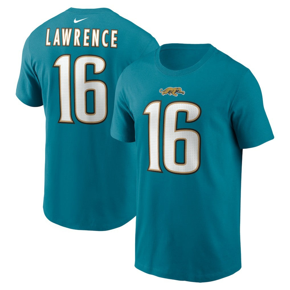 Trevor Lawrence Jacksonville Jaguars Throwback Name & Number T-Shirt - Teal T-shirts