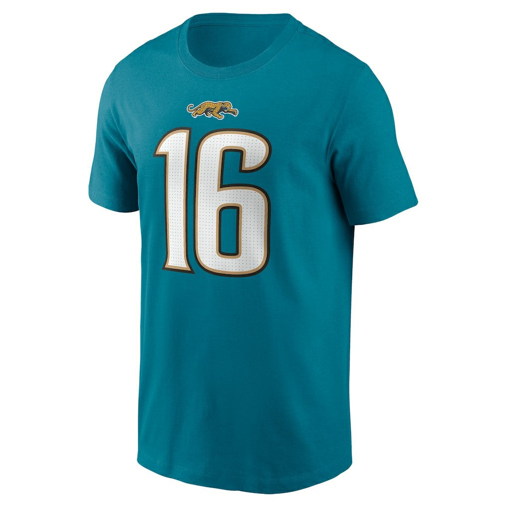 Trevor Lawrence Jacksonville Jaguars Throwback Name & Number T-Shirt - Teal T-shirts
