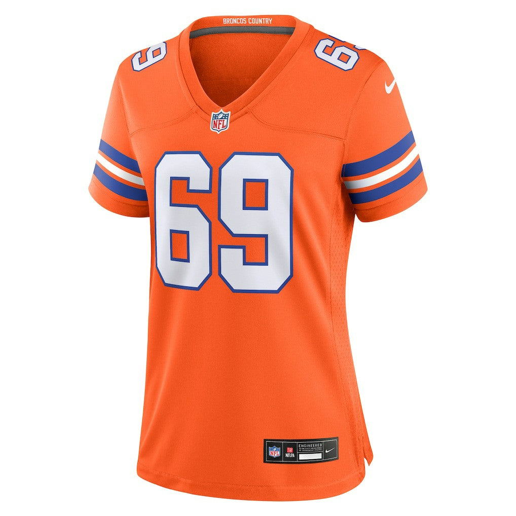 Mark Schlereth Denver Broncos Women's Mile High Collection 1977 Throwback Retired Player Game Jersey - Orange Jerseys