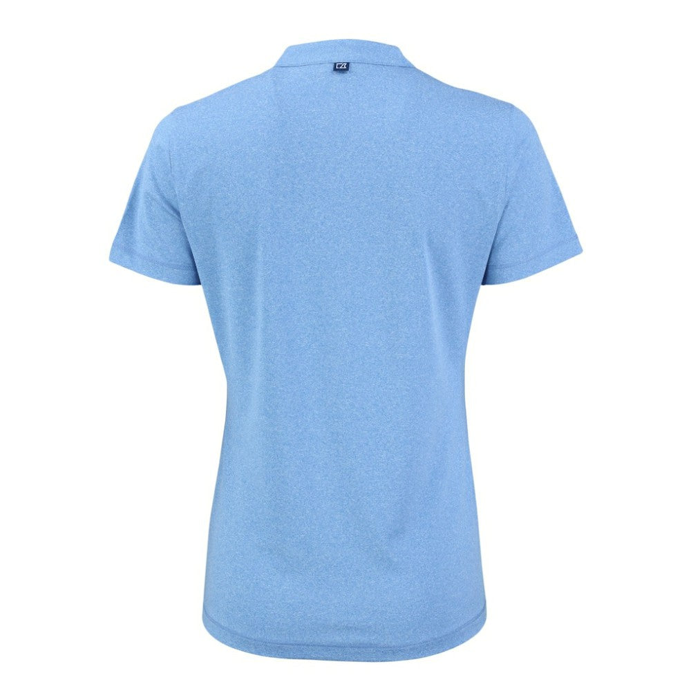 Atlanta Braves Cutter & Buck Women's Forge Stretch Blade DryTec V-Neck Polo - Heather Light Blue