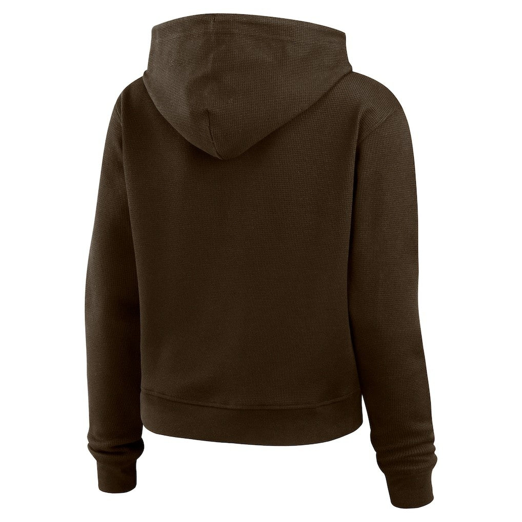 Cleveland Browns WEAR by Erin Andrews Women's Plus Size Waffle Hoodie Pullover Top - Brown Hoodies