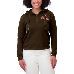 Cleveland Browns WEAR by Erin Andrews Women's Plus Size Waffle Hoodie Pullover Top - Brown Hoodies