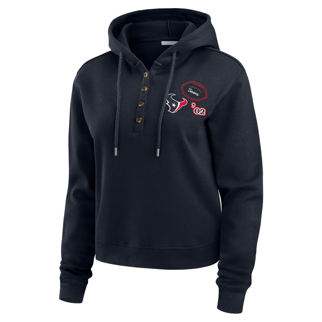 Houston Texans WEAR by Erin Andrews Women's Plus Size Waffle Hoodie Pullover Top - Navy Hoodies