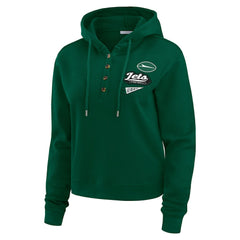 New York Jets WEAR by Erin Andrews Women's Plus Size Waffle Hoodie Pullover Top - Green Hoodies
