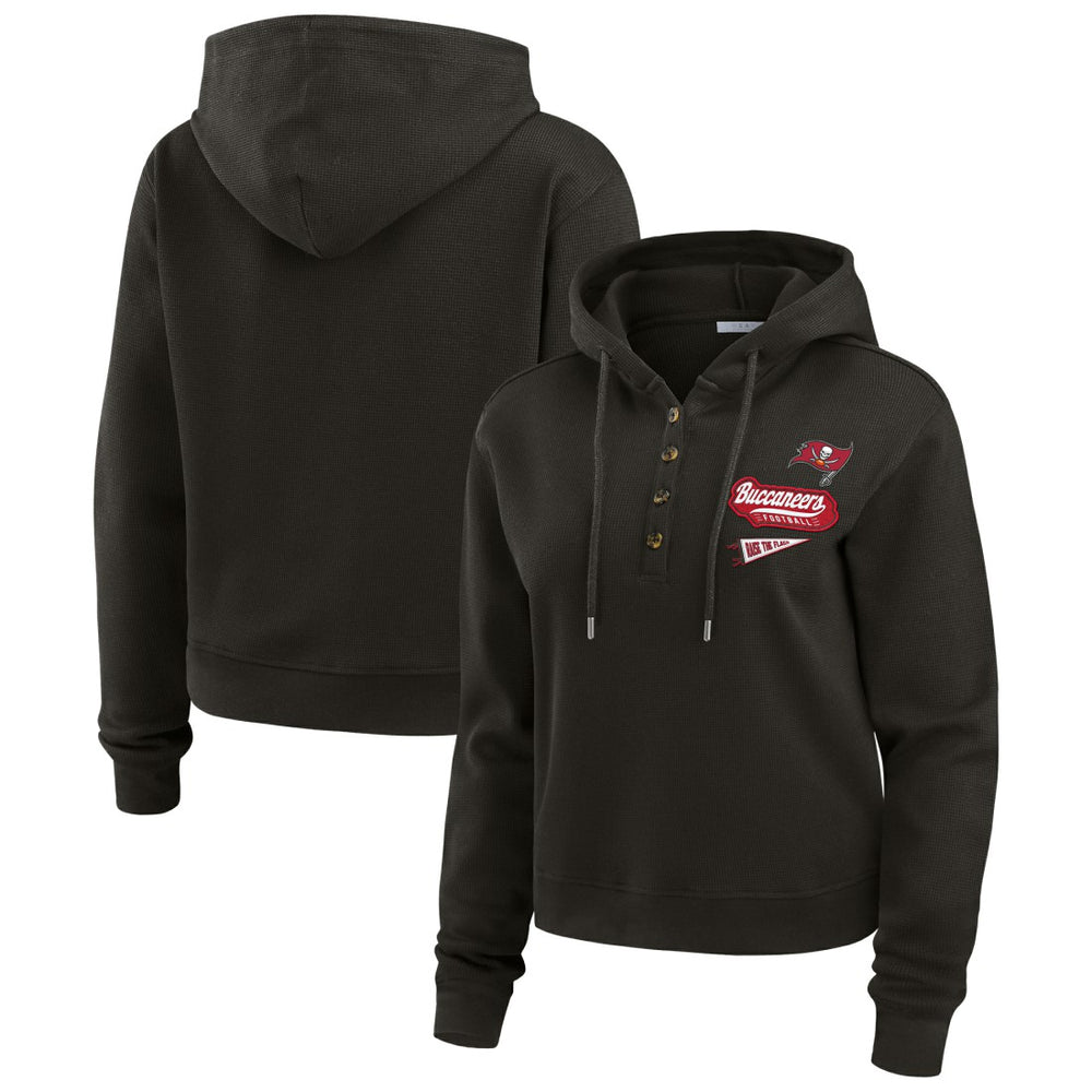 Tampa Bay Buccaneers WEAR by Erin Andrews Women's Plus Size Waffle Hoodie Pullover Top - Pewter Hoodies