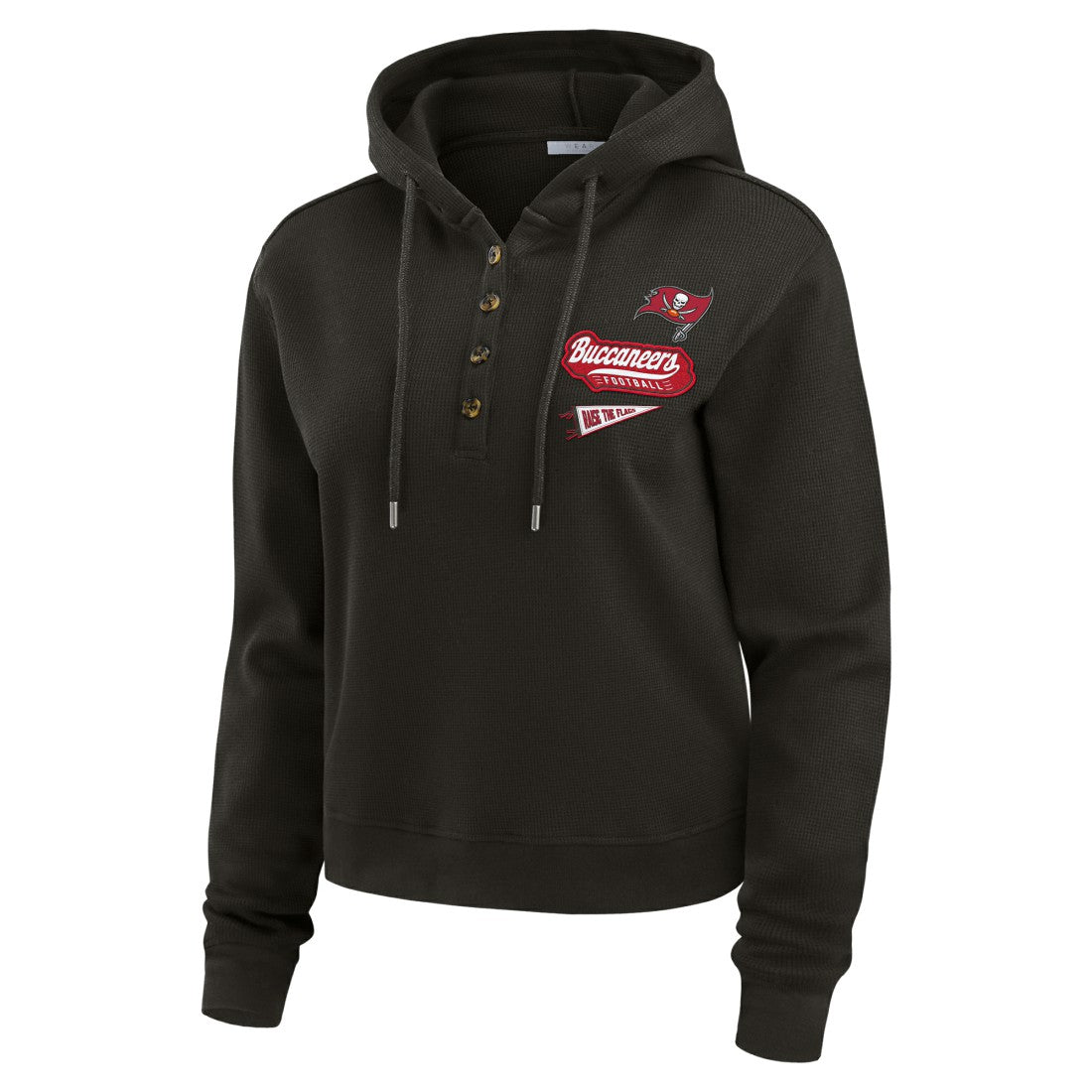Tampa Bay Buccaneers WEAR by Erin Andrews Women's Plus Size Waffle Hoodie Pullover Top - Pewter Hoodies
