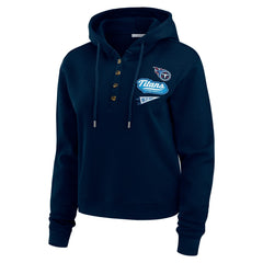 Tennessee Titans WEAR by Erin Andrews Women's Plus Size Waffle Hoodie Pullover Top - Navy Hoodies