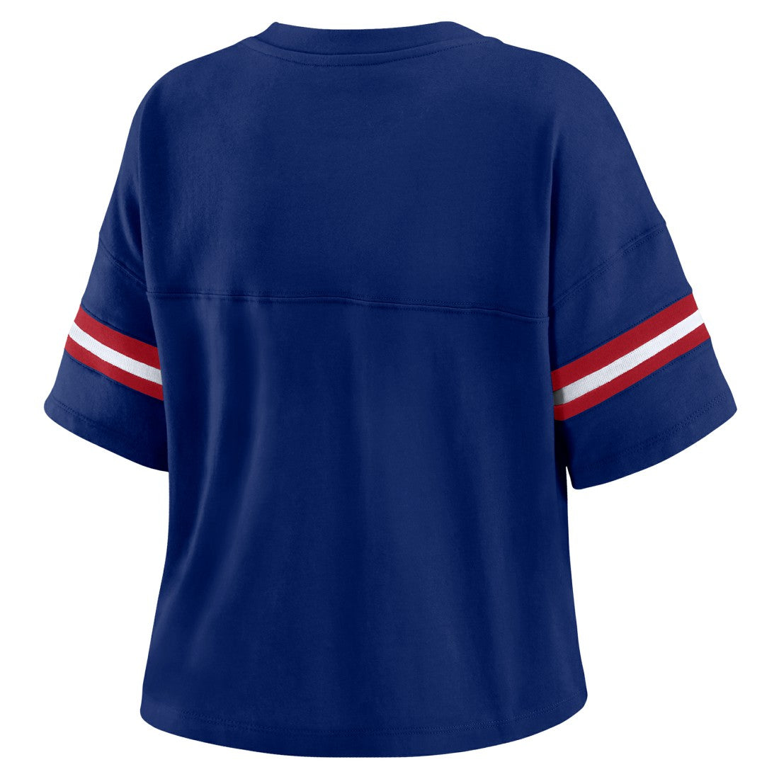 New York Giants WEAR by Erin Andrews Women's Plus Size Color Block Boxy T-Shirt - Royal/White T-shirts