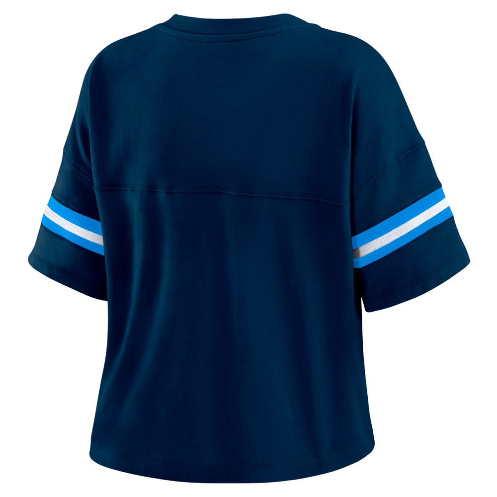 Tennessee Titans WEAR by Erin Andrews Women's Plus Size Color Block Boxy T-Shirt - Navy/White T-shirts