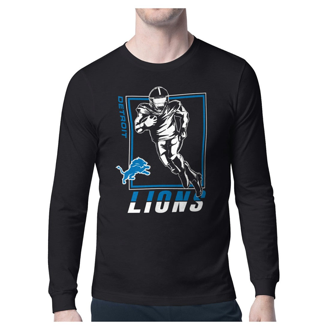 Detroit Lions Starter Player Grid Graphic Long Sleeve T-Shirt - Black T-shirts