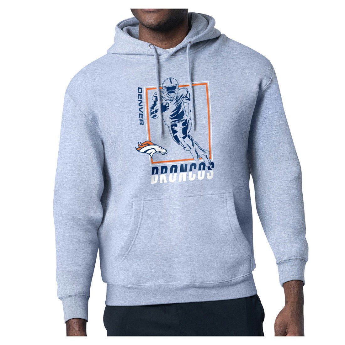 Denver Broncos Starter Player Grid Pullover Hoodie - Heather Gray Hoodies
