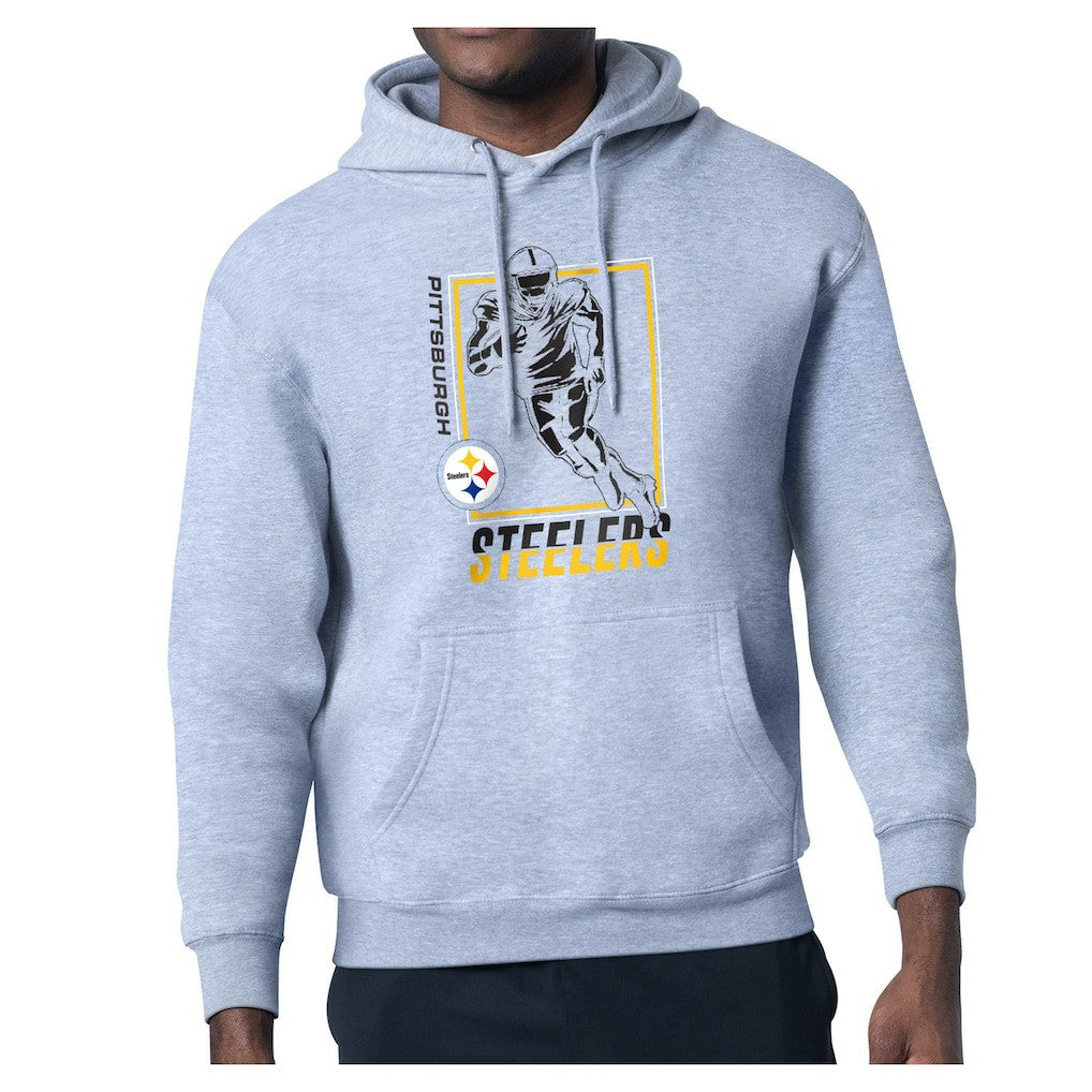 Pittsburgh Steelers Starter Player Grid Pullover Hoodie - Heather Gray Hoodies