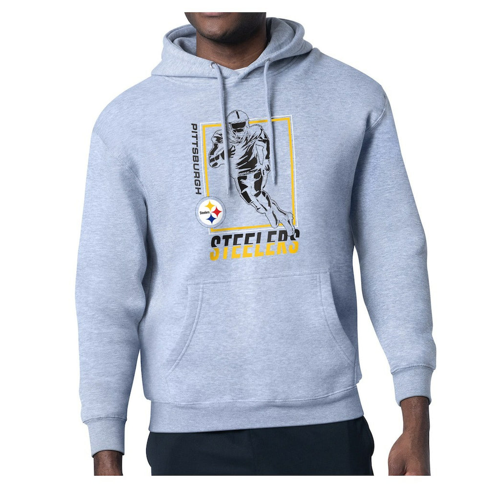 Pittsburgh Steelers Starter Player Grid Pullover Hoodie - Heather Gray Hoodies