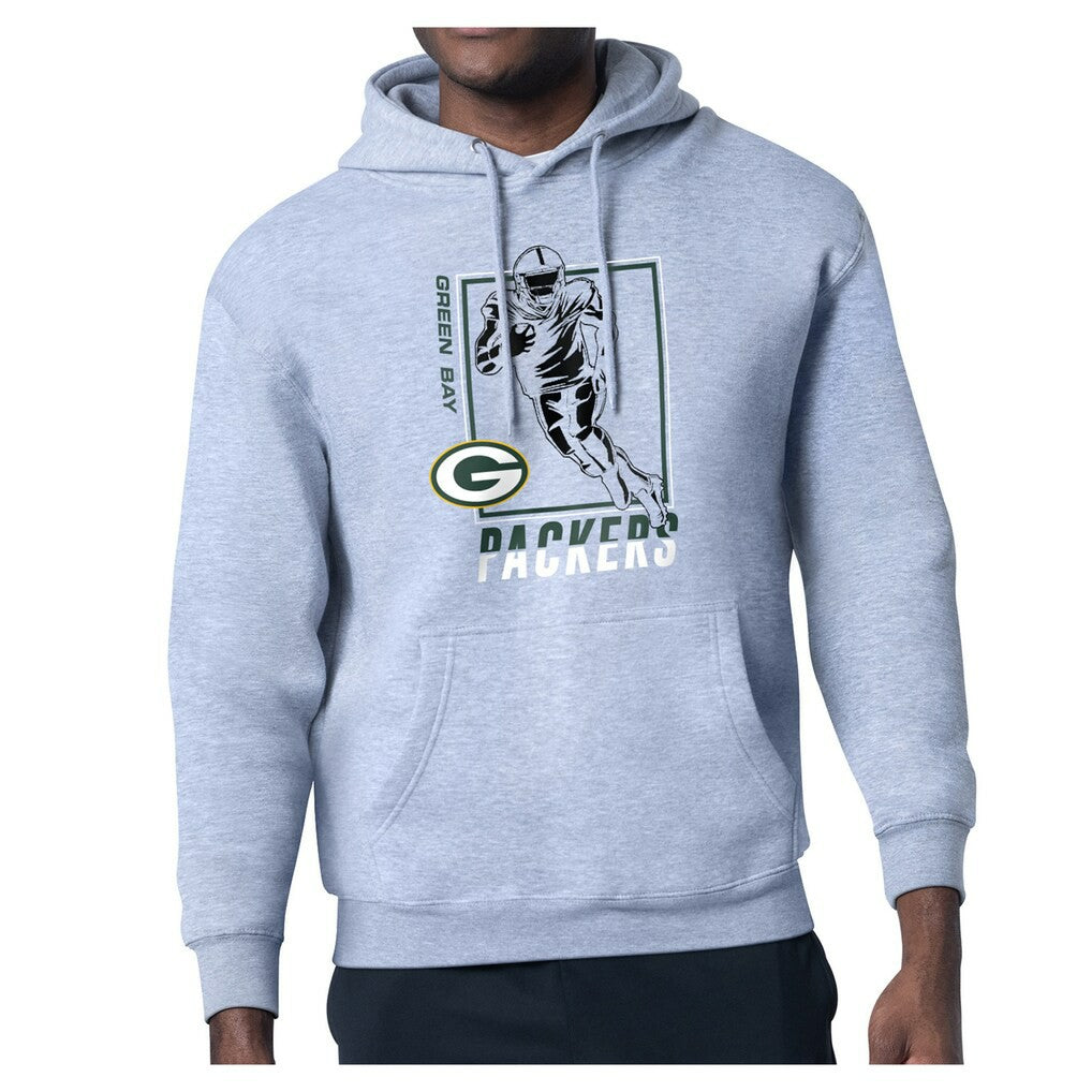 Green Bay Packers Starter Player Grid Pullover Hoodie - Heather Gray Hoodies