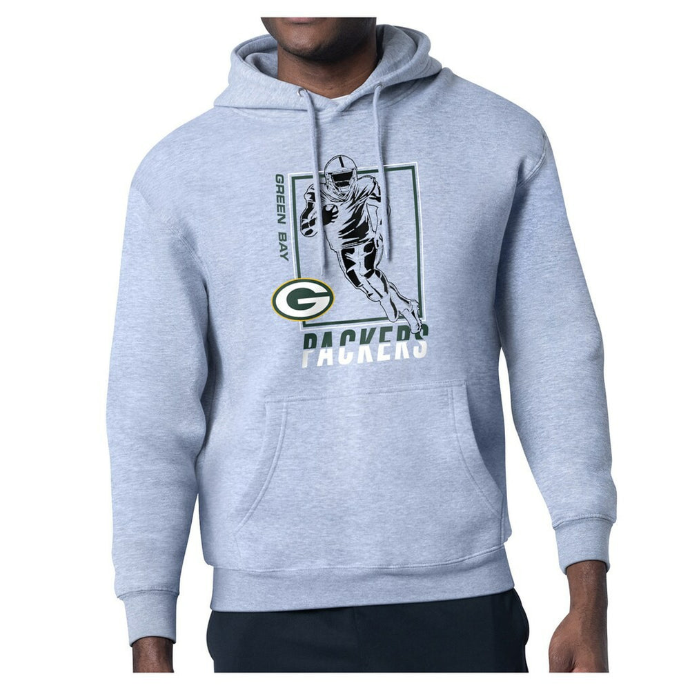 Green Bay Packers Starter Player Grid Pullover Hoodie - Heather Gray Hoodies