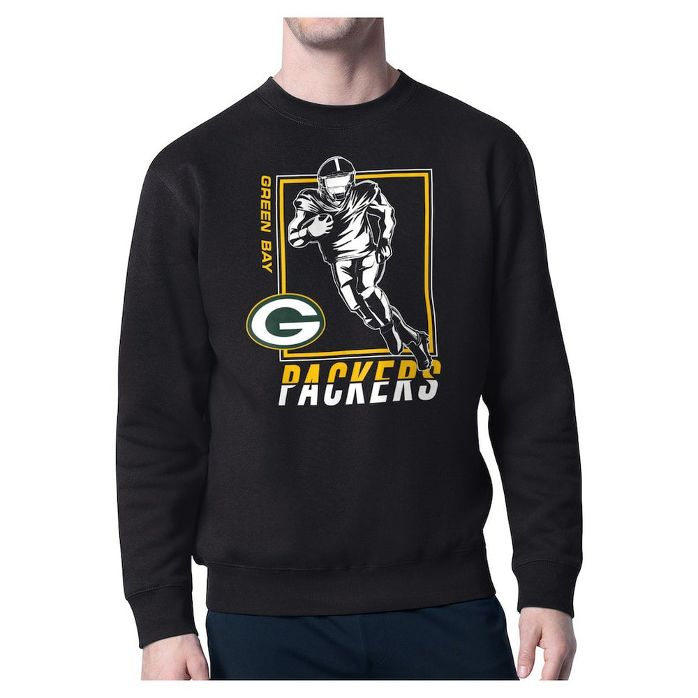 Green Bay Packers Starter Player Grid Pullover Sweatshirt - Black Pullover