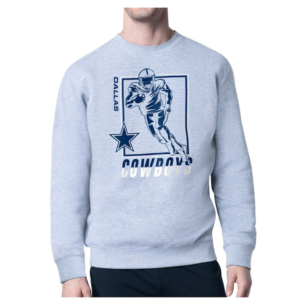 Dallas Cowboys Starter Player Grid Pullover Sweatshirt - Heather Gray Pullover