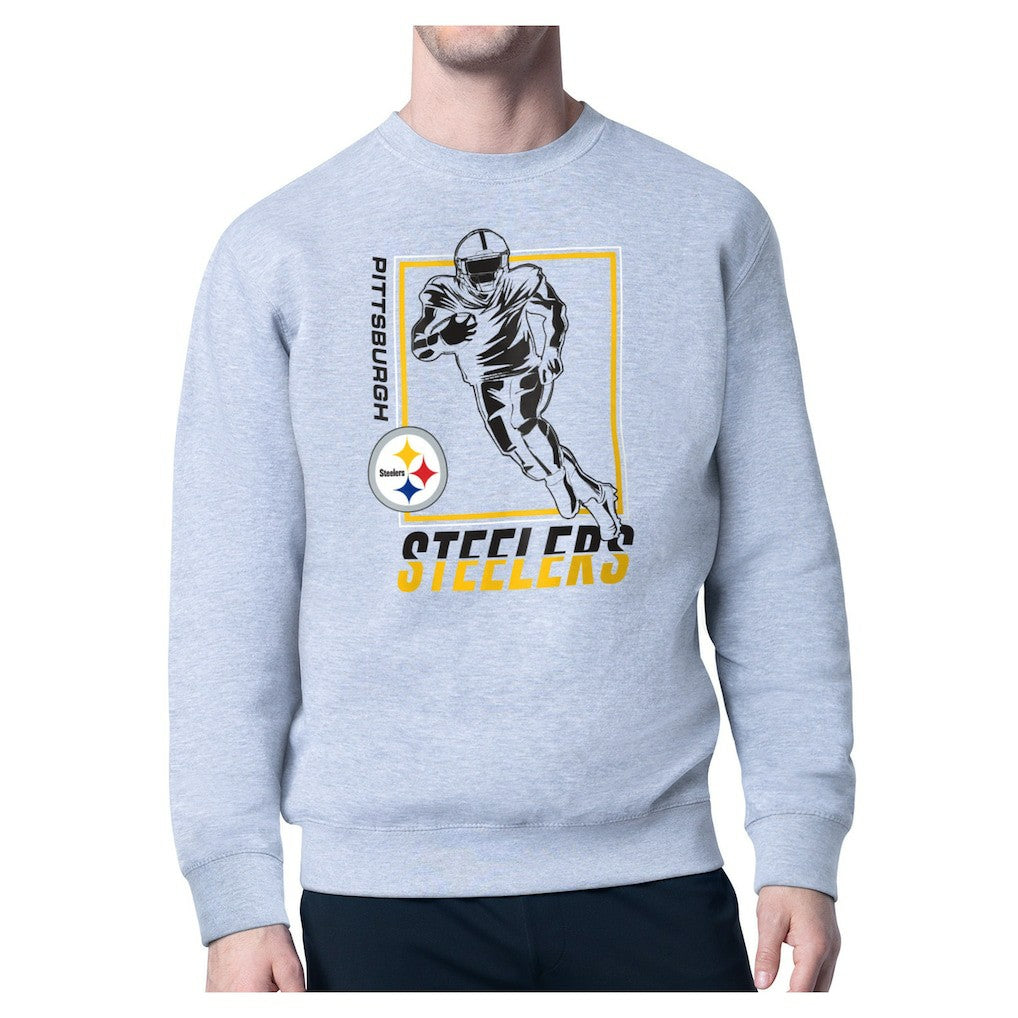 Pittsburgh Steelers Starter Player Grid Pullover Sweatshirt - Heather Gray Pullover