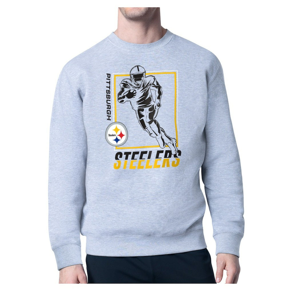 Pittsburgh Steelers Starter Player Grid Pullover Sweatshirt - Heather Gray Pullover