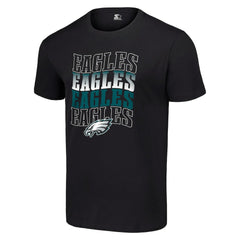 Philadelphia Eagles Starter Four Team Name Logo T-Shirt - Black T-shirts