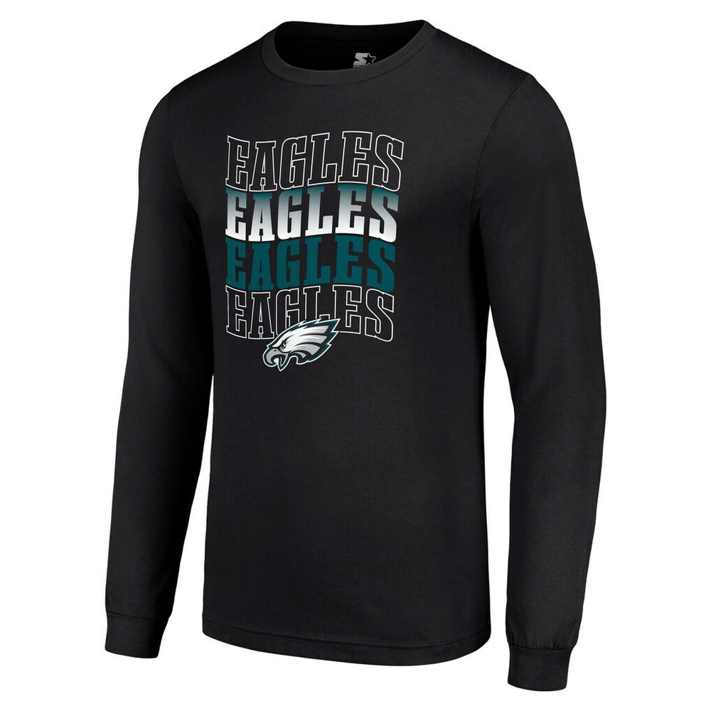Philadelphia Eagles Starter Team Name Graphic Long Sleeve T-Shirt - Black T-shirts