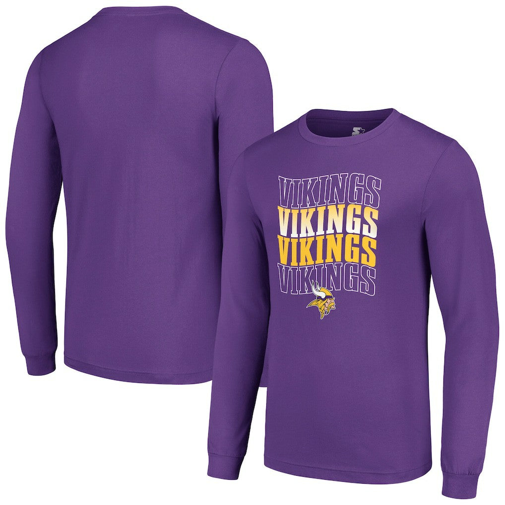 Minnesota Vikings Starter Team Name Graphic Long Sleeve T-Shirt - Purple T-shirts