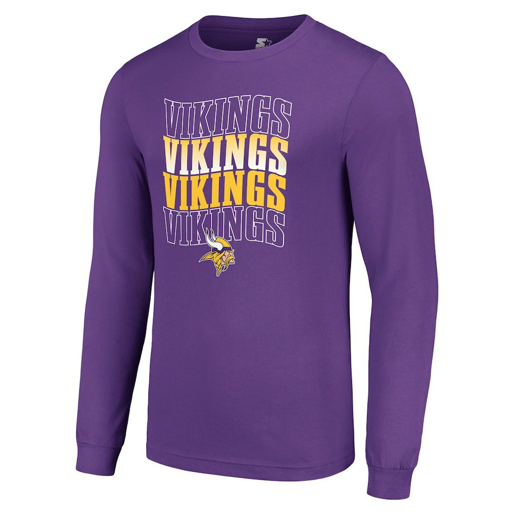 Minnesota Vikings Starter Team Name Graphic Long Sleeve T-Shirt - Purple T-shirts