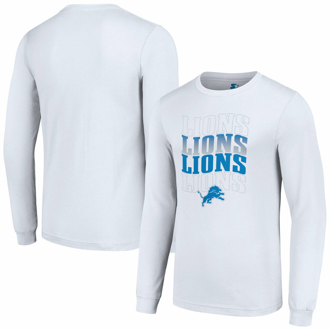 Detroit Lions Starter Team Name Graphic Long Sleeve T-Shirt - White T-shirts