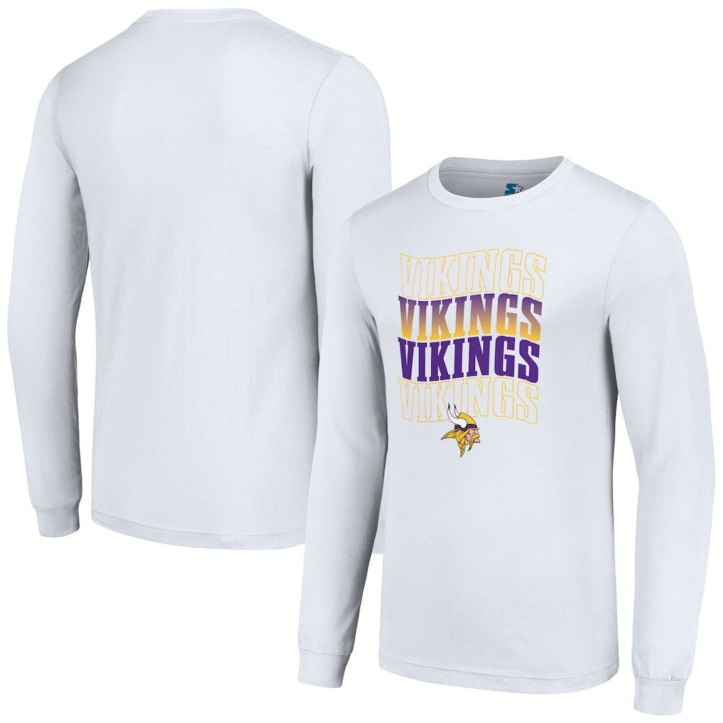 Minnesota Vikings Starter Team Name Graphic Long Sleeve T-Shirt - White T-shirts