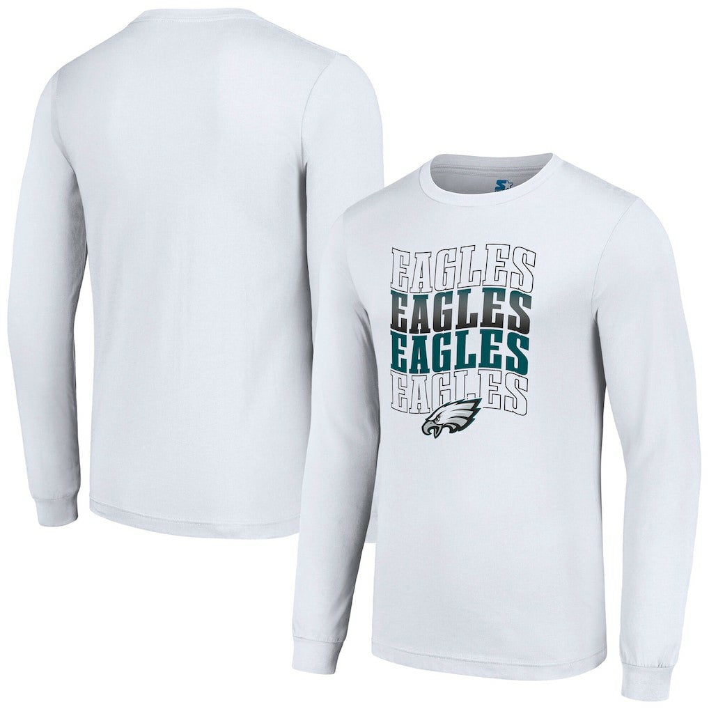 Philadelphia Eagles Starter Team Name Graphic Long Sleeve T-Shirt - White T-shirts