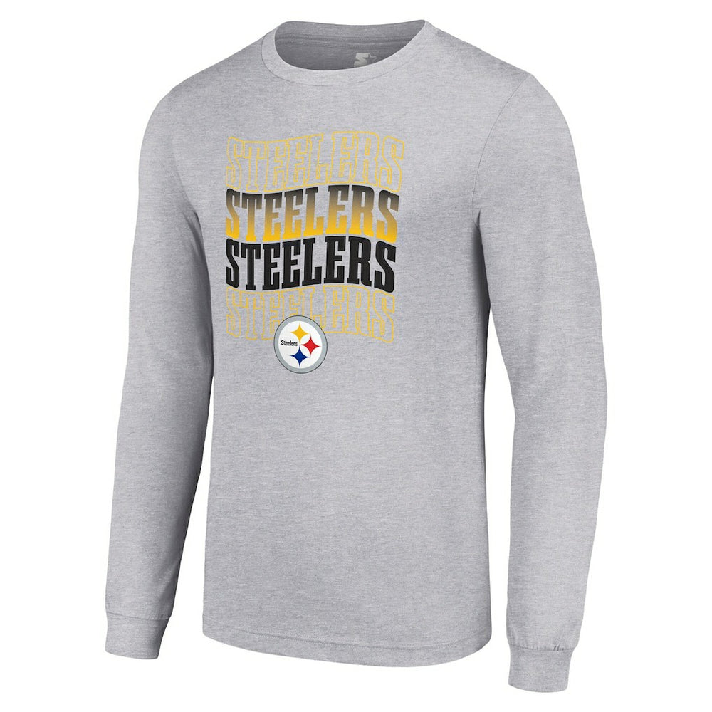 Pittsburgh Steelers Starter Team Name Graphic Long Sleeve T-Shirt - Heather Gray T-shirts
