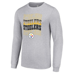 Pittsburgh Steelers Starter Team Name Graphic Long Sleeve T-Shirt - Heather Gray T-shirts