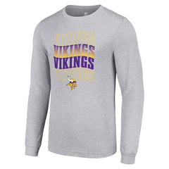 Minnesota Vikings Starter Team Name Graphic Long Sleeve T-Shirt - Heather Gray T-shirts