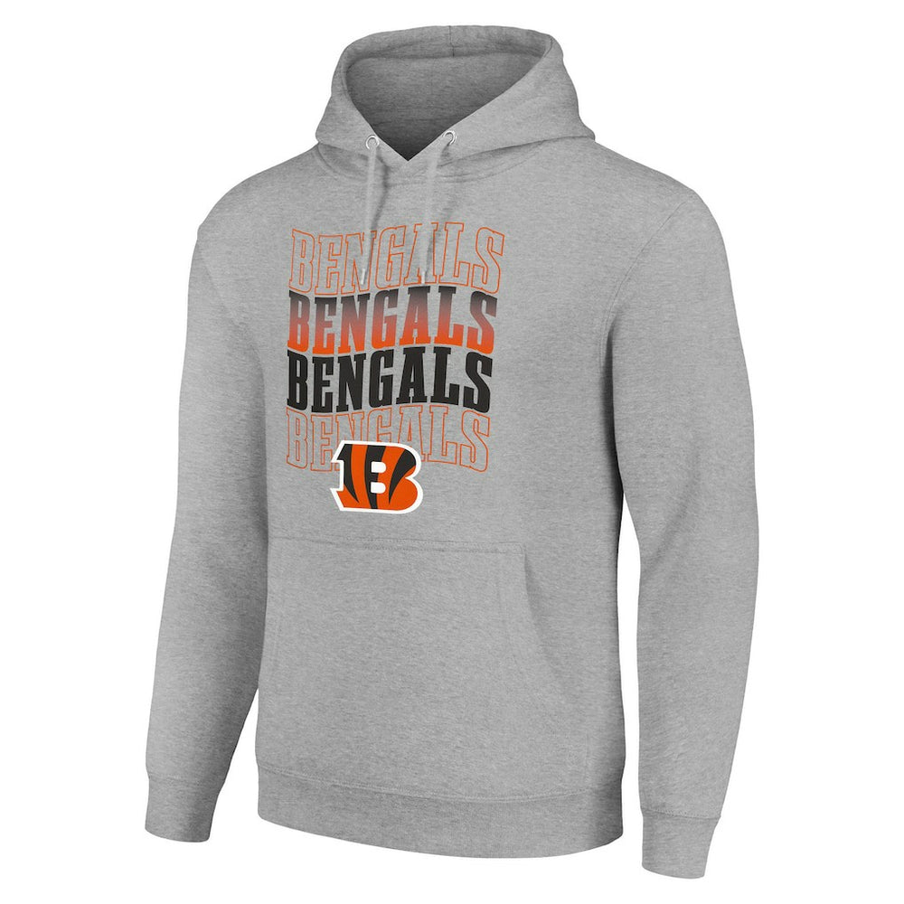 Cincinnati Bengals Starter Four Team Name Logo Fleece Pullover Hoodie - Heather Gray Hoodies