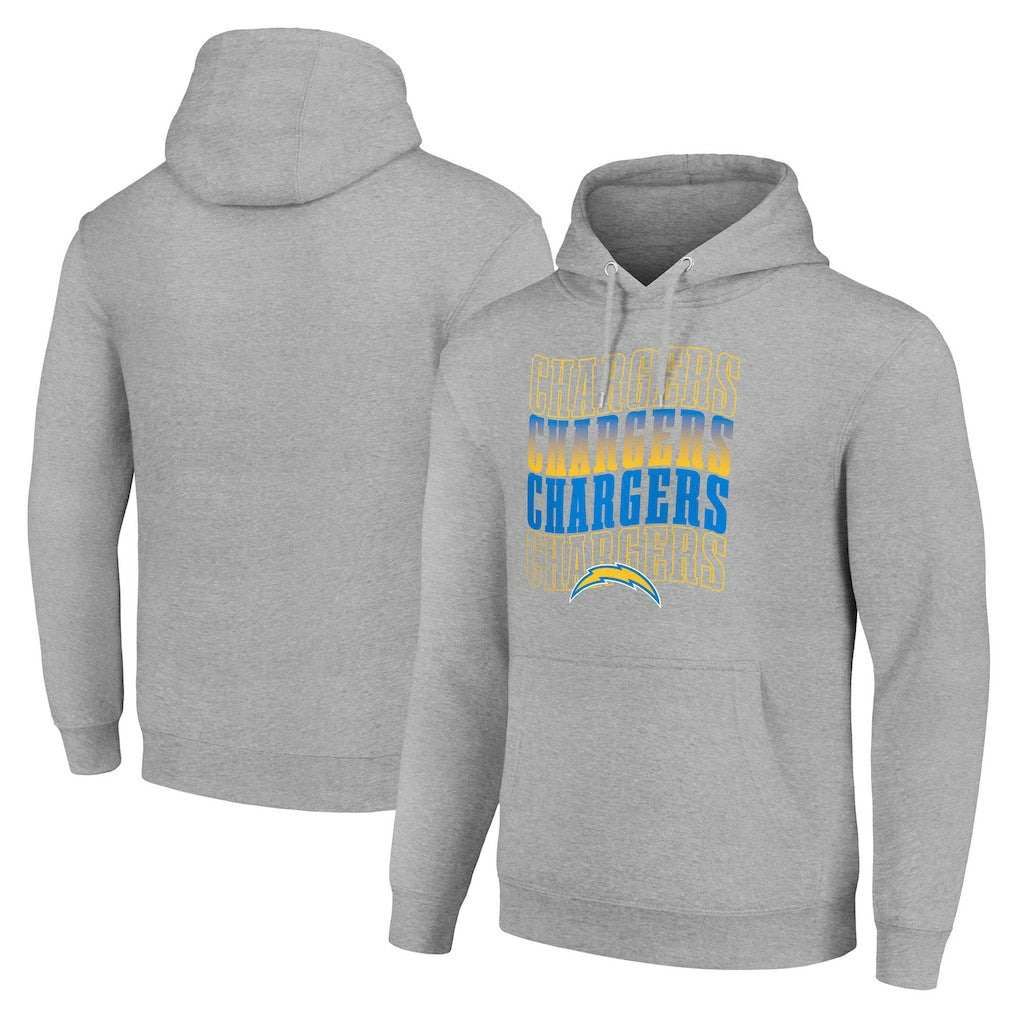 Los Angeles Chargers Starter Four Team Name Logo Fleece Pullover Hoodie - Heather Gray Hoodies