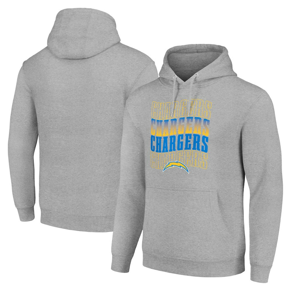 Los Angeles Chargers Starter Four Team Name Logo Fleece Pullover Hoodie - Heather Gray Hoodies