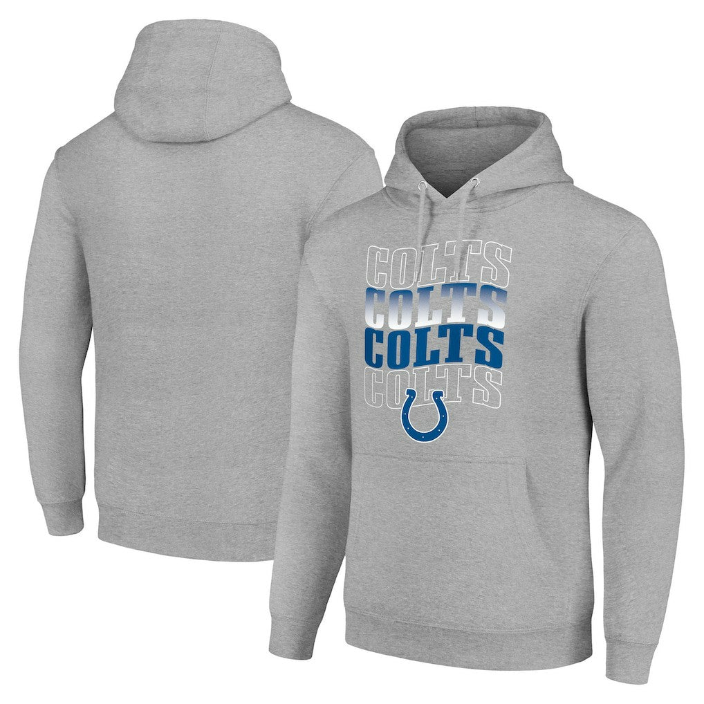 Indianapolis Colts Starter Four Team Name Logo Fleece Pullover Hoodie - Heather Gray Hoodies