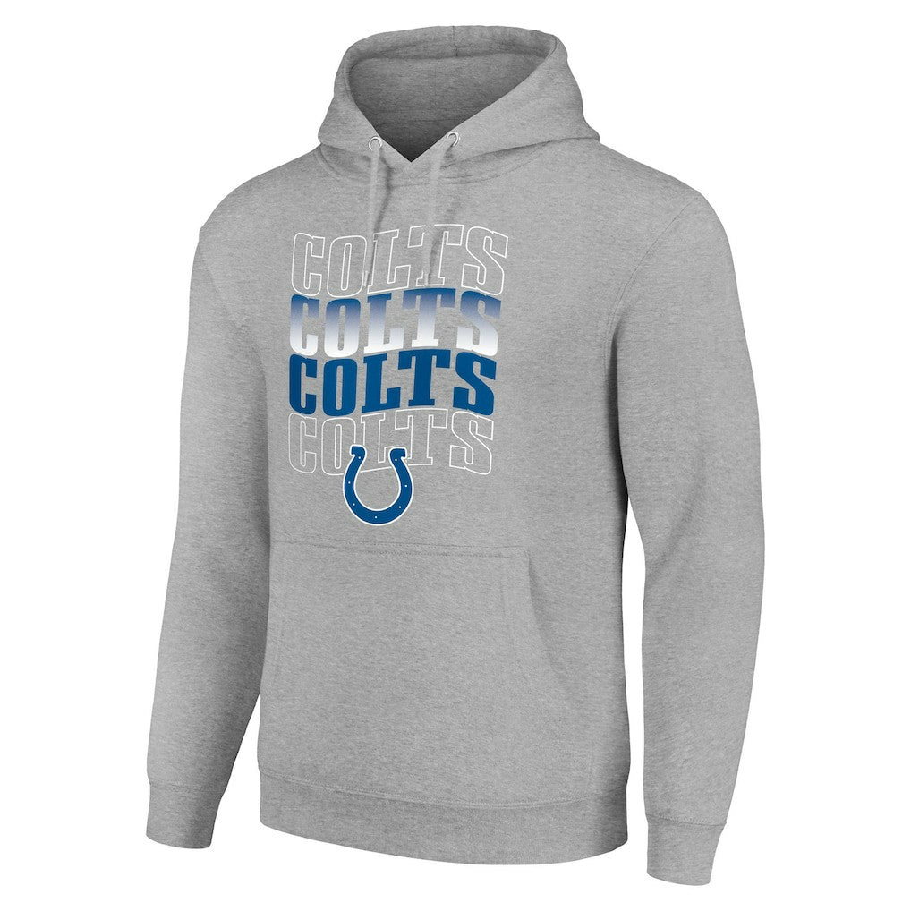 Indianapolis Colts Starter Four Team Name Logo Fleece Pullover Hoodie - Heather Gray Hoodies